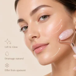 Rouleau masseur visage en quartz rose