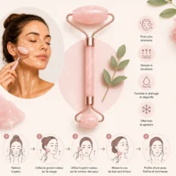 Rouleau masseur visage en quartz rose