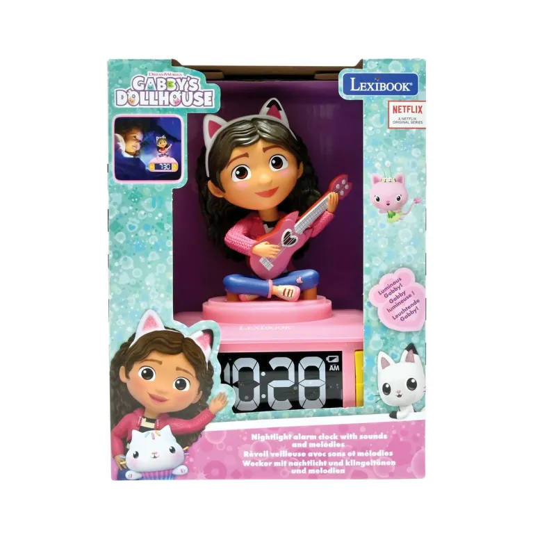 Réveil avec veilleuse lumineuse gabby dollhouse en 3d