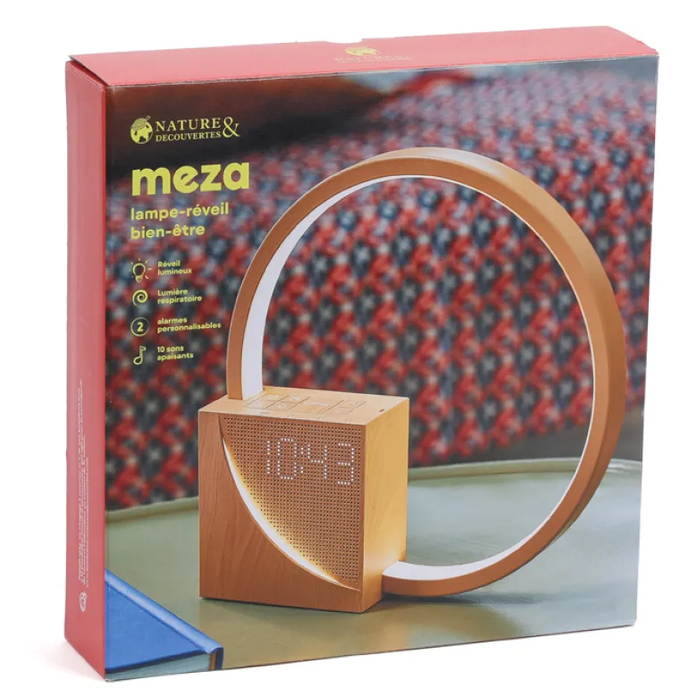 Réveil lampe tactile bruits blancs effet bois