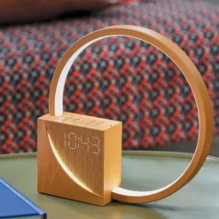 Réveil lampe tactile bruits blancs effet bois