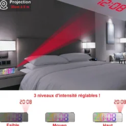 Réveil-projecteur miroir multicolore