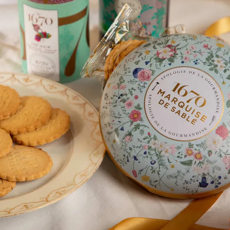 Sablés aux pépites de caramel - boîte ronde bouquet sauvage