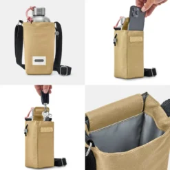 Sac à bouteille isotherme-beige-avec poche sécurisé Beige
