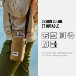 Sac à bouteille isotherme-beige-avec poche sécurisé Beige