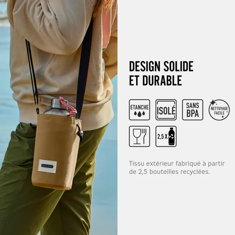 Sac à bouteille isotherme-beige-avec poche sécurisé Beige