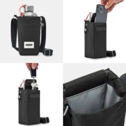 Sac à bouteille isotherme-noir-avec poche sécurisé Noir
