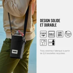 Sac à bouteille isotherme-noir-avec poche sécurisé Noir