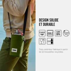 Sac à bouteille isotherme-olive-avec poche sécurisé Olive