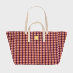Sac cabas en coton biologique vichy violet et orange