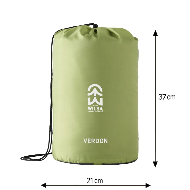 Sac de couchage loisir verdon confort gris et vert droit