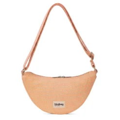 Sac demi-lune Andrea tresse en coton bio Hindbag corail