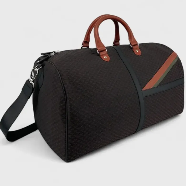 Sac de voyage éco-responsable johner – motifs noir, marron & kaki, éco-conçu