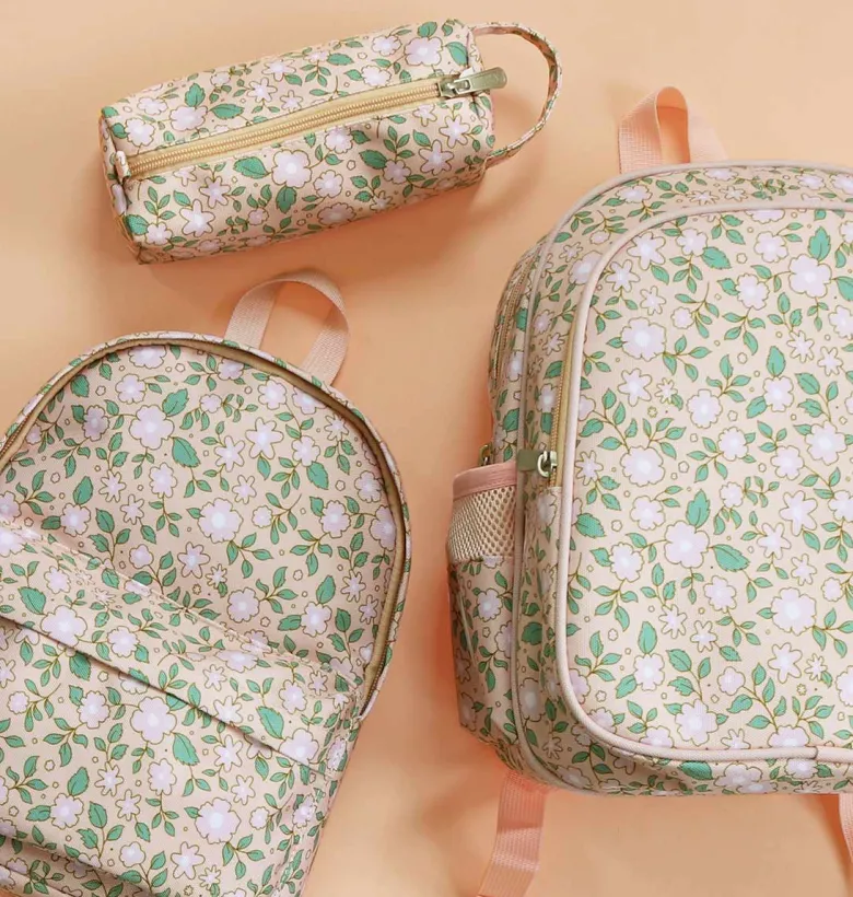 Sac à dos bébé fleurs rose