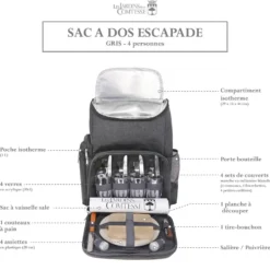 Sac à dos pique-nique escapade gris 4p