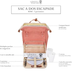 Sac à dos pique-nique escapade rose 2p