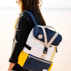 Sac-à-dos 727 Sailbags BIKY – Sacoche vélo convertible en voile recyclée – Bleu / Jaune