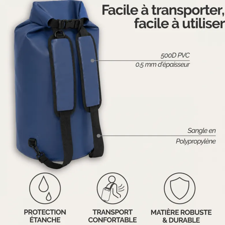 Sac à dos étanche réglable pour sport 30l