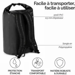 Sac à dos étanche réglable pour sport 55l