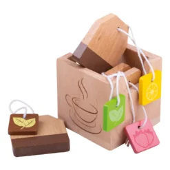 4 sachets de thé en bois avec boîte