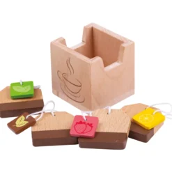 4 sachets de thé en bois avec boîte