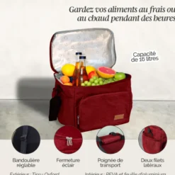 Sac isotherme 16 l - bordeaux