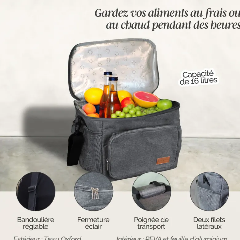 Sac isotherme 16 l - gris