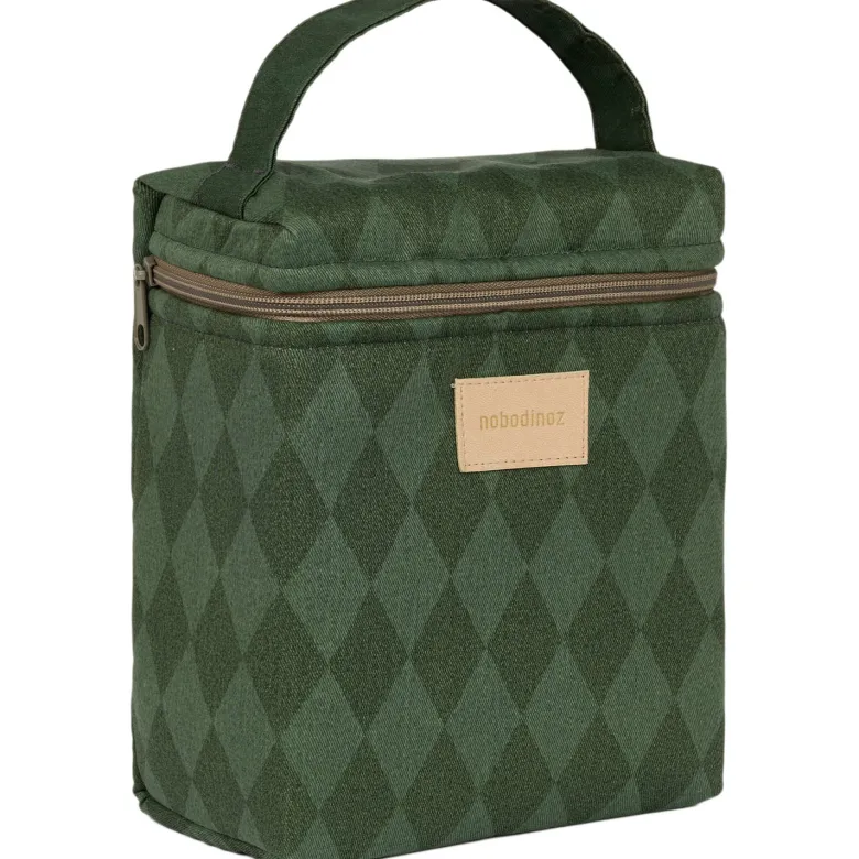 Sac isotherme pour biberon et déjeuner hyde park forest green diamonds