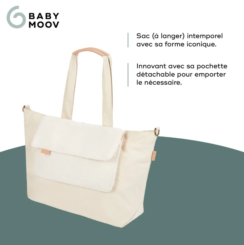 Sac à langer tote bag tendance sherpa Blanc