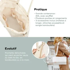 Sac à langer tote bag tendance sherpa Blanc
