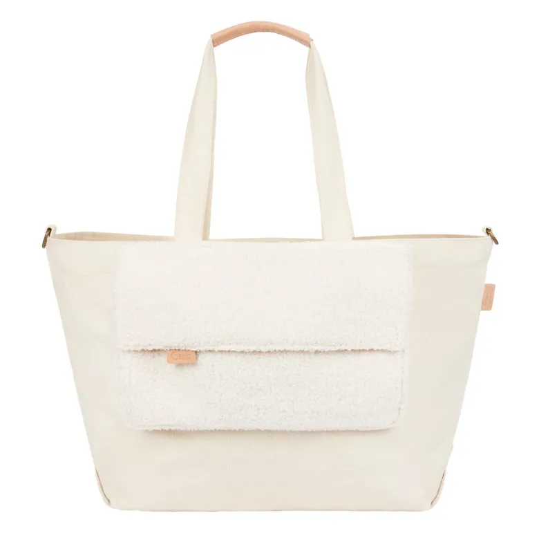 Sac à langer tote bag tendance sherpa Blanc