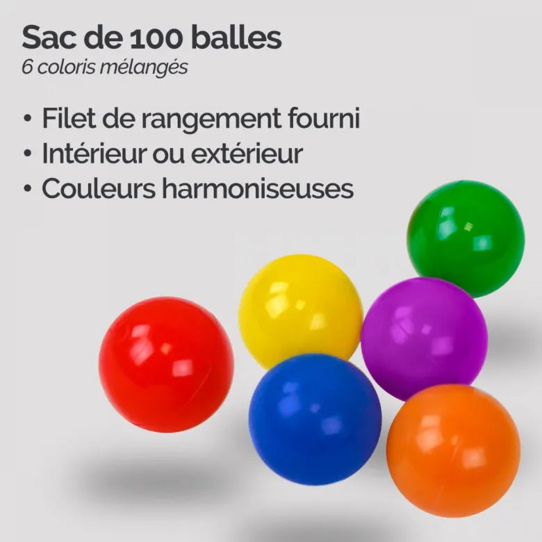 5 sacs de 100 balles - multicolore