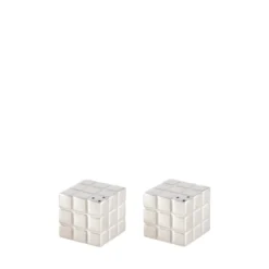 Salière et poivrière rubik's cube argent