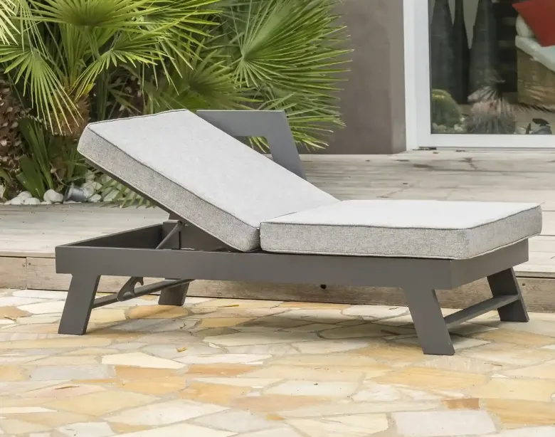 Salon d'angle de jardin 6 places en aluminium - gris anthracite