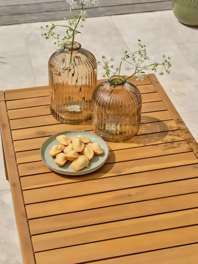Salon de jardin bas 4 places en bois d' - marron
