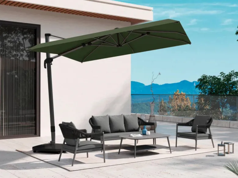 Salon de jardin camarillo gris en aluminium - 5 places - jardideco