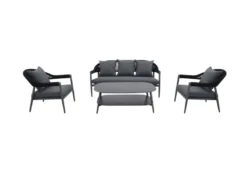 Salon de jardin camarillo gris en aluminium - 5 places - jardideco