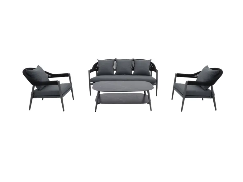 Salon de jardin camarillo gris en aluminium - 5 places - jardideco