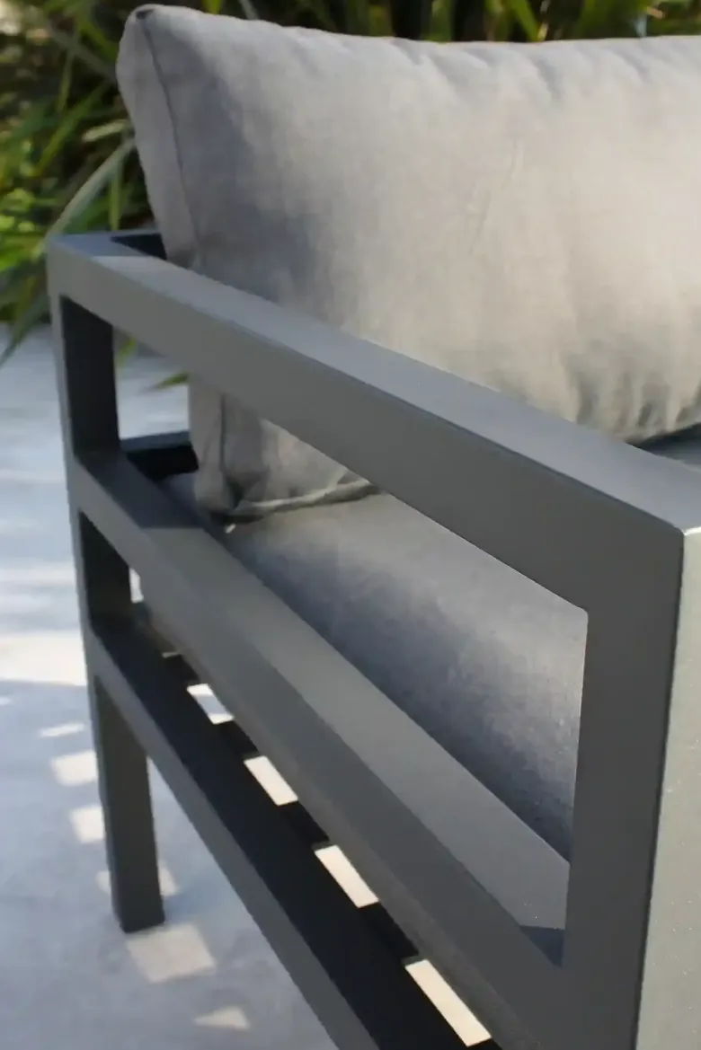 Salon de jardin d'angle 6 places en aluminium - gris anthracite