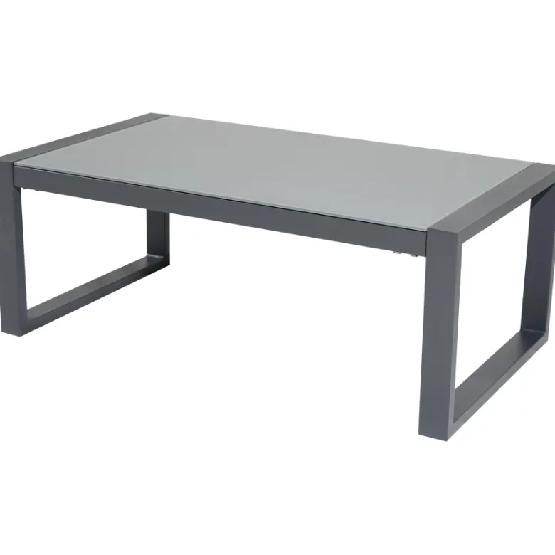 Salon de jardin ibiza en tissu gris 4 places - aluminium anthracite