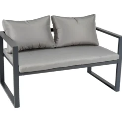 Salon de jardin ibiza en tissu gris 4 places - aluminium anthracite