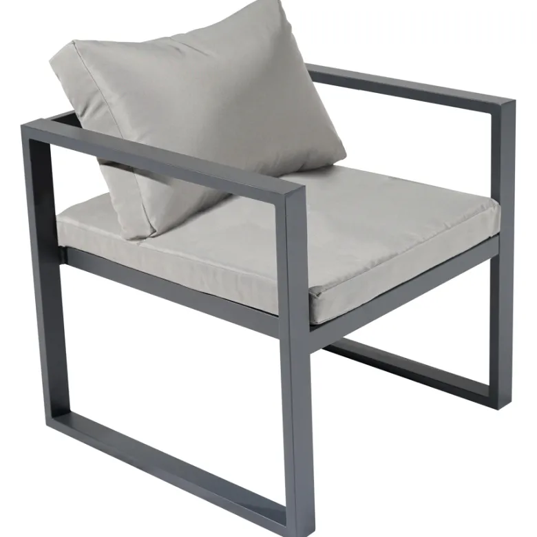Salon de jardin ibiza en tissu gris 4 places - aluminium anthracite