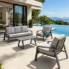 Salon de jardin 5 places en aluminium - gris anthracite