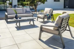 Salon de jardin 5 places en aluminium - gris anthracite
