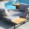 Salon de jardin 4 places en bois d' et aluminium - gris anthracite
