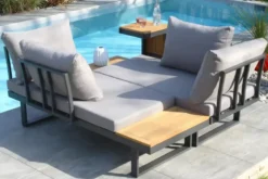 Salon de jardin 4 places en bois d' et aluminium - gris anthracite