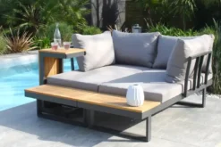 Salon de jardin 4 places en bois d' et aluminium - gris anthracite