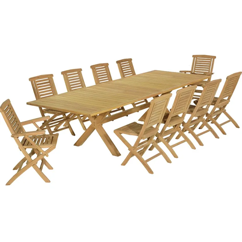 Salon de jardin teck alexandrie 10 place
