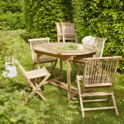 Salon de jardin teck brut 6/8 pers
