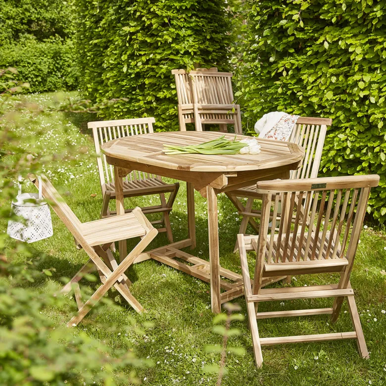 Salon de jardin teck brut 6/8 pers